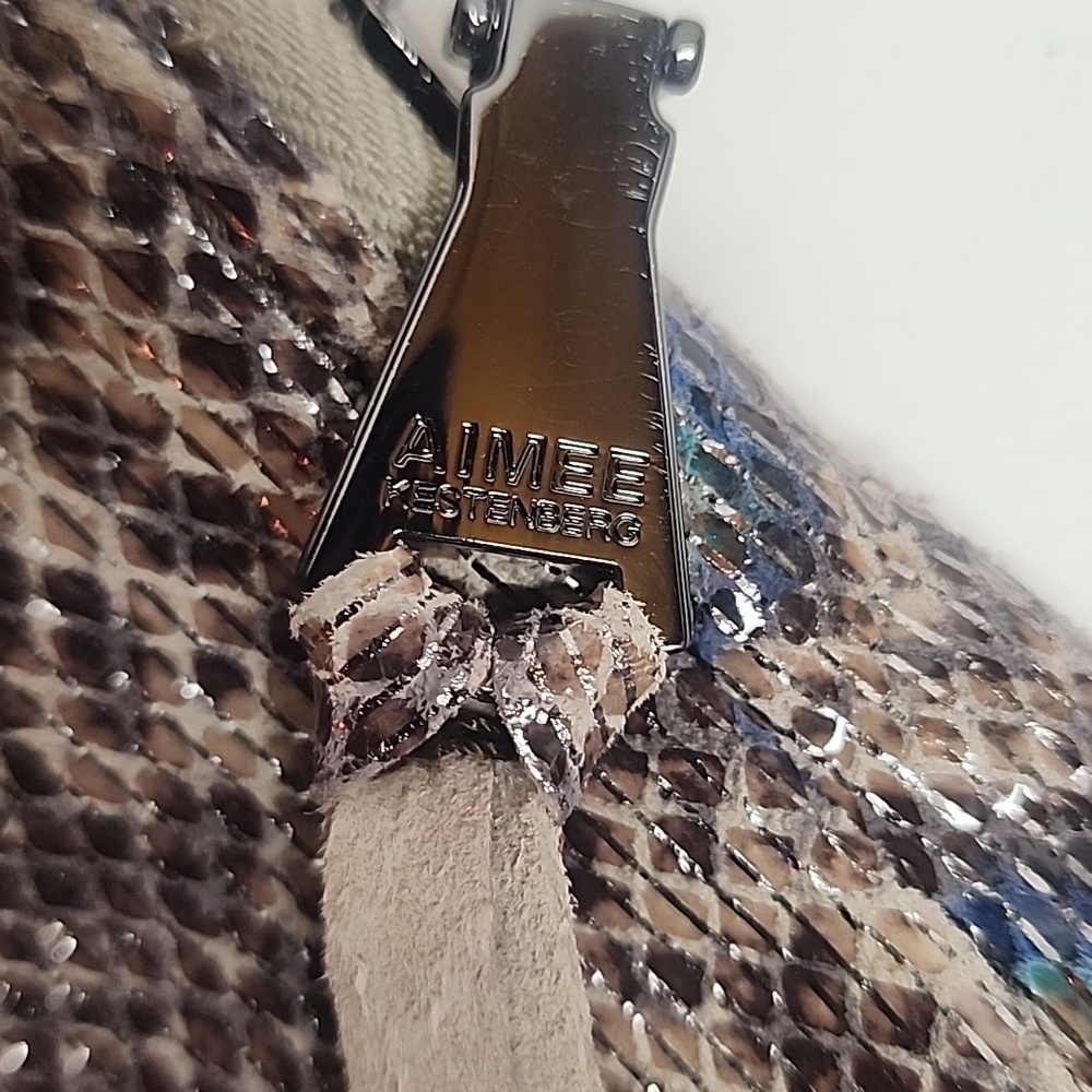 Aimee Kestenberg Iridescent Multi-Tone Snake Print Crossbody/cell Leather Bag. - Picture 11 of 13